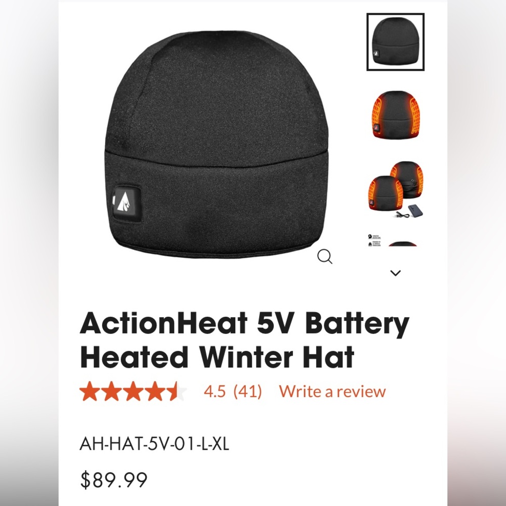 🥶 ActionHeat 5V heated hat